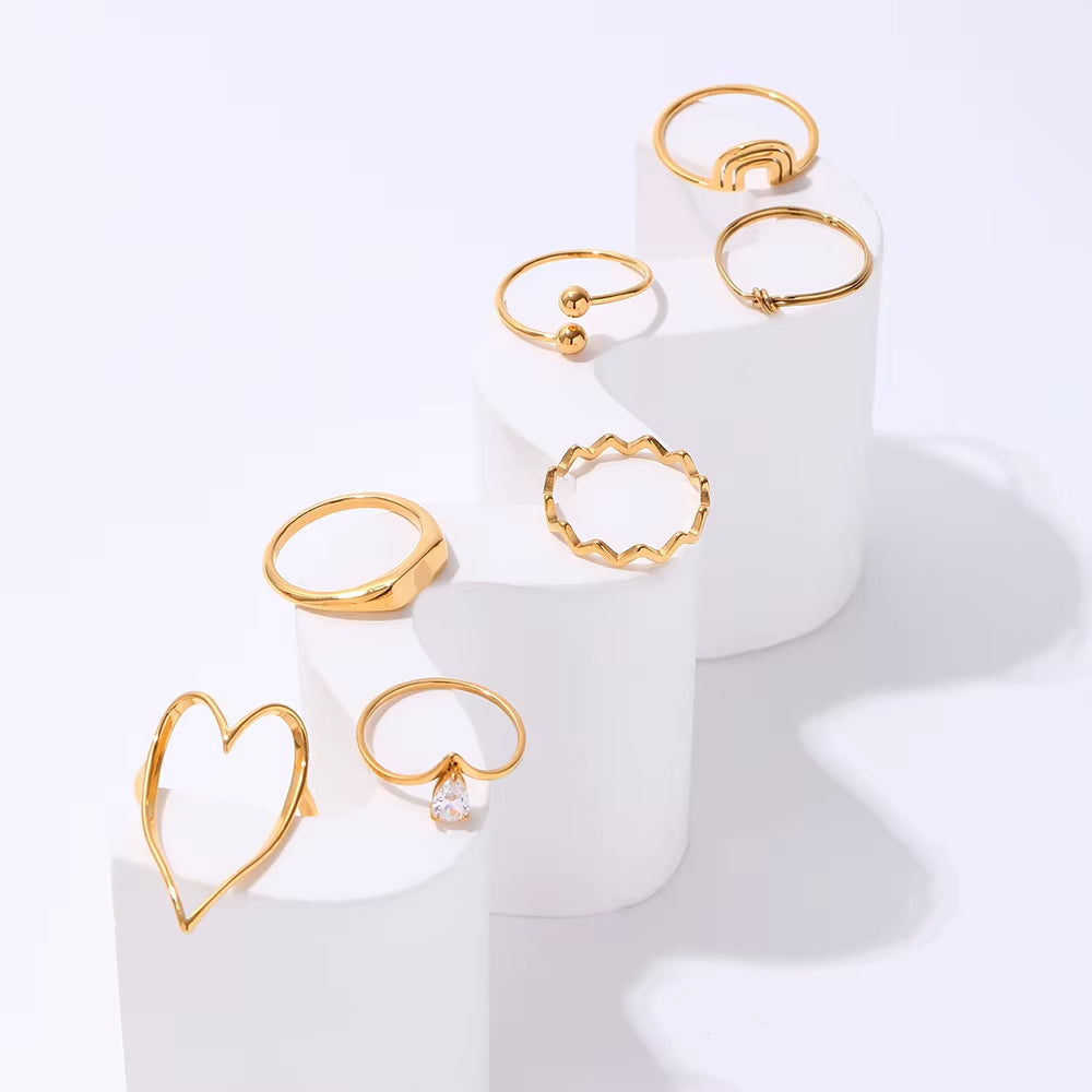 High End 18K PVD Gold Plated Geometric Rings Cute Rings for Women Trendy Stainless Steel Jewelry Wholesale