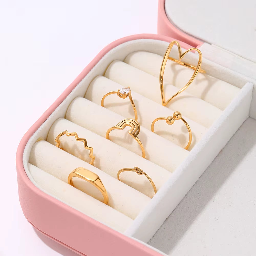 High End 18K PVD Gold Plated Geometric Rings Cute Rings for Women Trendy Stainless Steel Jewelry Wholesale