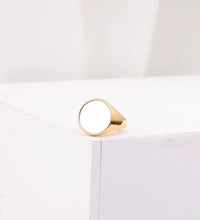Joolim High End 18K Gold Plated Stainless Steel round Shell Statement Stamp Band Rings for Women Finger Ring Wholesale 16Mm