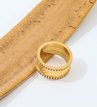 Joolim Jewelry Wholesale High End PVD No Fade Fashion Chunky Double Layer Zirconia Band Stainless Steel Ring for Women