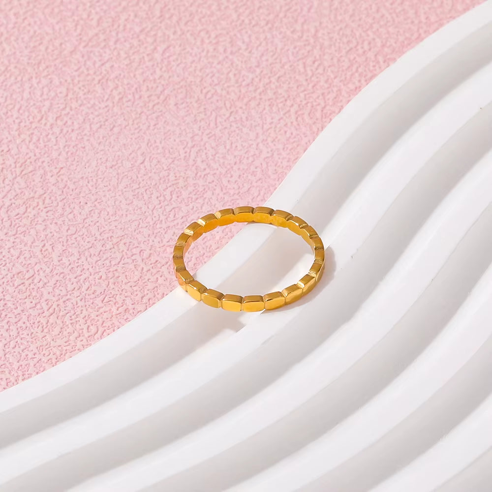 High End 18K Plain Gold Dainty Dot Rings Stainless Steel Trendy Simple Gold Plated Jewelry