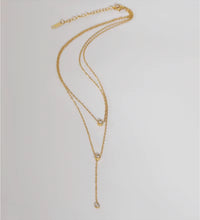 Joolim Jewelry Necklace 18K Gold Plated Dainty Elegant Cubic Zirconia Y Stainless Steel Layered Multi Layer Lariat Necklaces