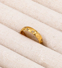 High End 18K Plain Gold Star Zircon Surround Band Ring Stainless Steel Trendy Simple Gold Plated Jewelry Gift