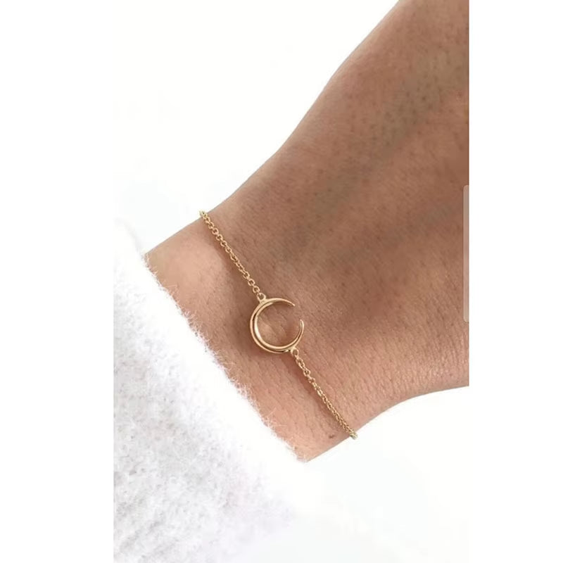 High End Crescent Moon Stainless Steel for Women Wholesale Jewelry 18K Gold Plated Bracelets Geometric