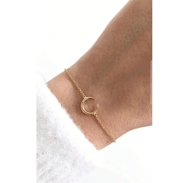 High End Crescent Moon Stainless Steel for Women Wholesale Jewelry 18K Gold Plated Bracelets Geometric