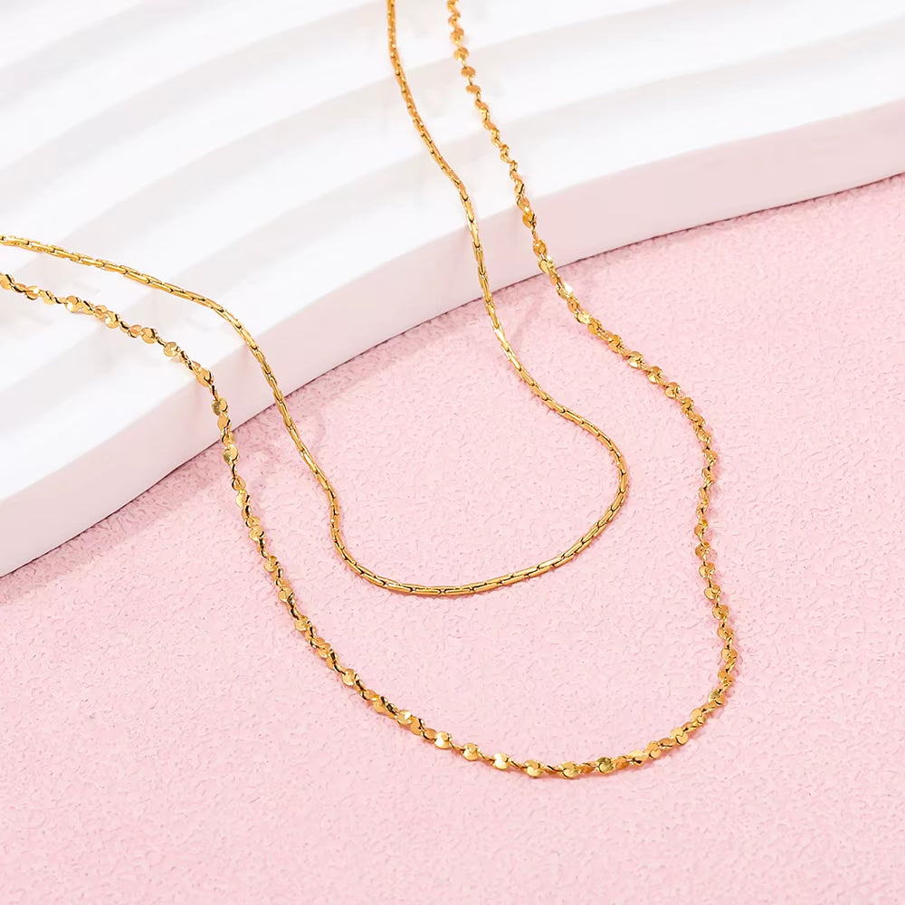Joolim Jewelry 18K Gold Plated Double-Layer Choker Necklace Stainless Steel Jewelry Wholesale