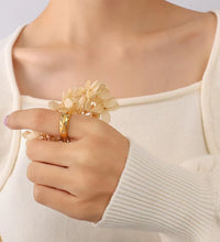 Joolim Jewelry Wholesale 18K Gold Plated Starry Sky Zirconia Gradient Stainless Steel Rings for Women Rings