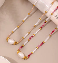 JOOLIM High End Stainless Steel Style Colorful Natural Stone Section Vintage Necklace 18K Gold Plated Jewelry Wholesale