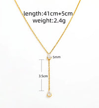 Joolim Jewelry 18K Gold Plated Stainless Steel Necklace Dainty Cubic Double Water Drop Zircon Y Tassel Trendy Parties Gifts