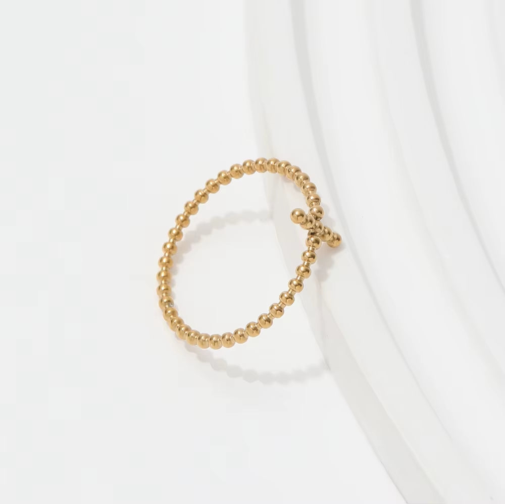 High End Pvd Gold Plated Tiny Dainty Cross Bead Stainless Steel Rings for Women Trendy Jewelry Wholesale