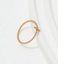 High End Pvd Gold Plated Tiny Dainty Cross Bead Stainless Steel Rings for Women Trendy Jewelry Wholesale