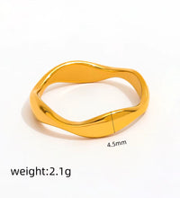 Joolim Jewelry Wholesale High End PVD Waterproof&Non Tarnish Fashion Dainty Arc-Shaped Wave Stainless Steel Ring for Women