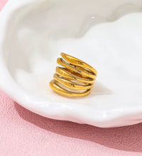 Tarnish Free High End 18K Gold Plated Hollow Multi-Layer Statement Band Ring for Women Stainless Steel Jewelry Gift Wholesale