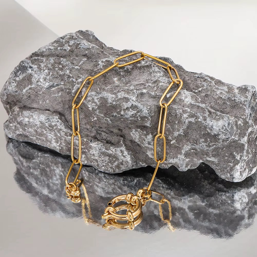 High End Gold Plated Fashion Waterproof&No Fade Dainty Small Square Chain Bubble Stainless Steel Bracelet Wholesale Jewelry