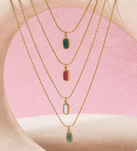 JOOLIM High End Stainless Steel Oval Colorful Natrual Stone Pendant Necklace 18K Gold Plated Jewelry Wholesale