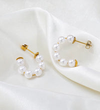 Joolim Jewelry round Glass Pearl Hoop Earring 18K Gold Plated Stainless Steel Women Earring for Women