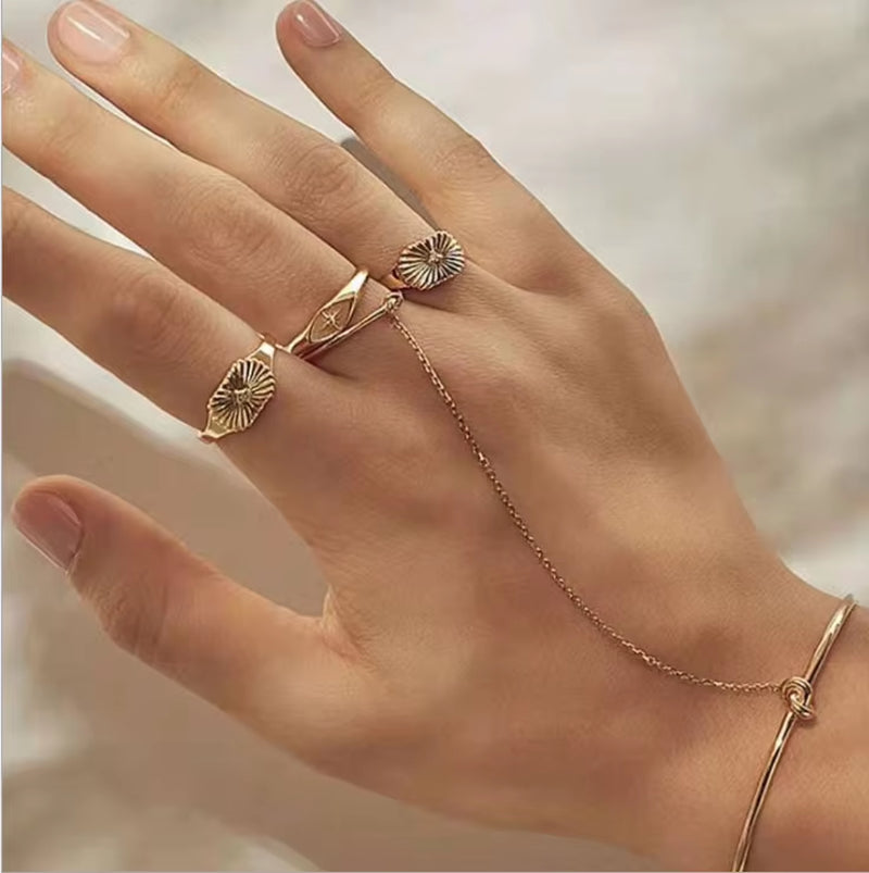 High End Tarnish Free PVD Gold Plated Sunburst Rings Stainless Steel Jewelry