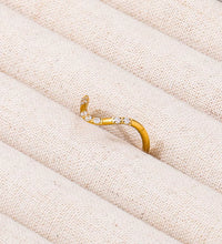 Joolim Jewelry Wholesale 18K Gold Plated Dainty 8 Zirconia CNC Inlay Waved Lines Stainless Steel Ring for Women Gift