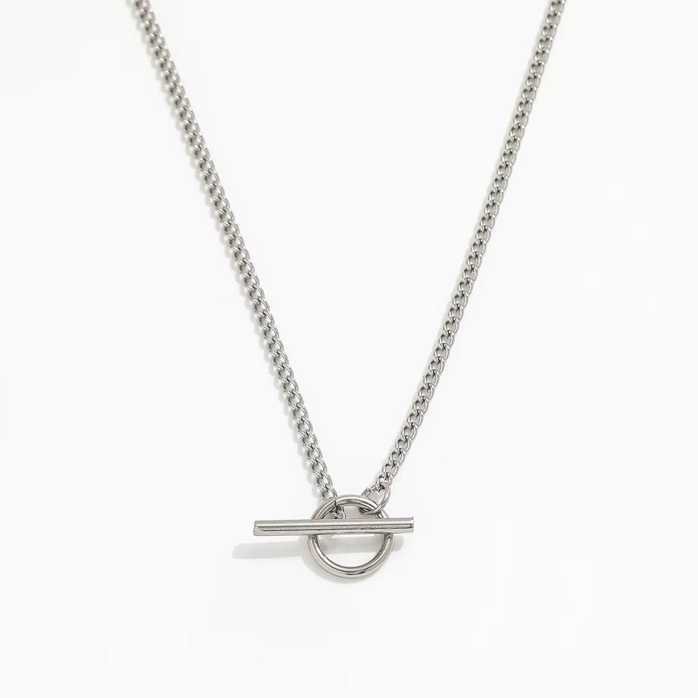 Joolim 18K Gold Plated Dainty Curb Chain Toggle Necklace Stainless Steel Necklace Jewelry Wholesale
