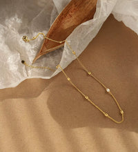 Joolim Jewelry 18K Gold Plated Fresh Water Pearl Dainty Chain Beads Satellite Necklace Stainless Steel Jewelry Wholesale