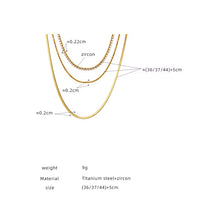 Joolim Jewelry 18K Gold Plated Three Layers Snake Chain Zircon Pave Necklace Stainless Steel Jewelry Wholesale