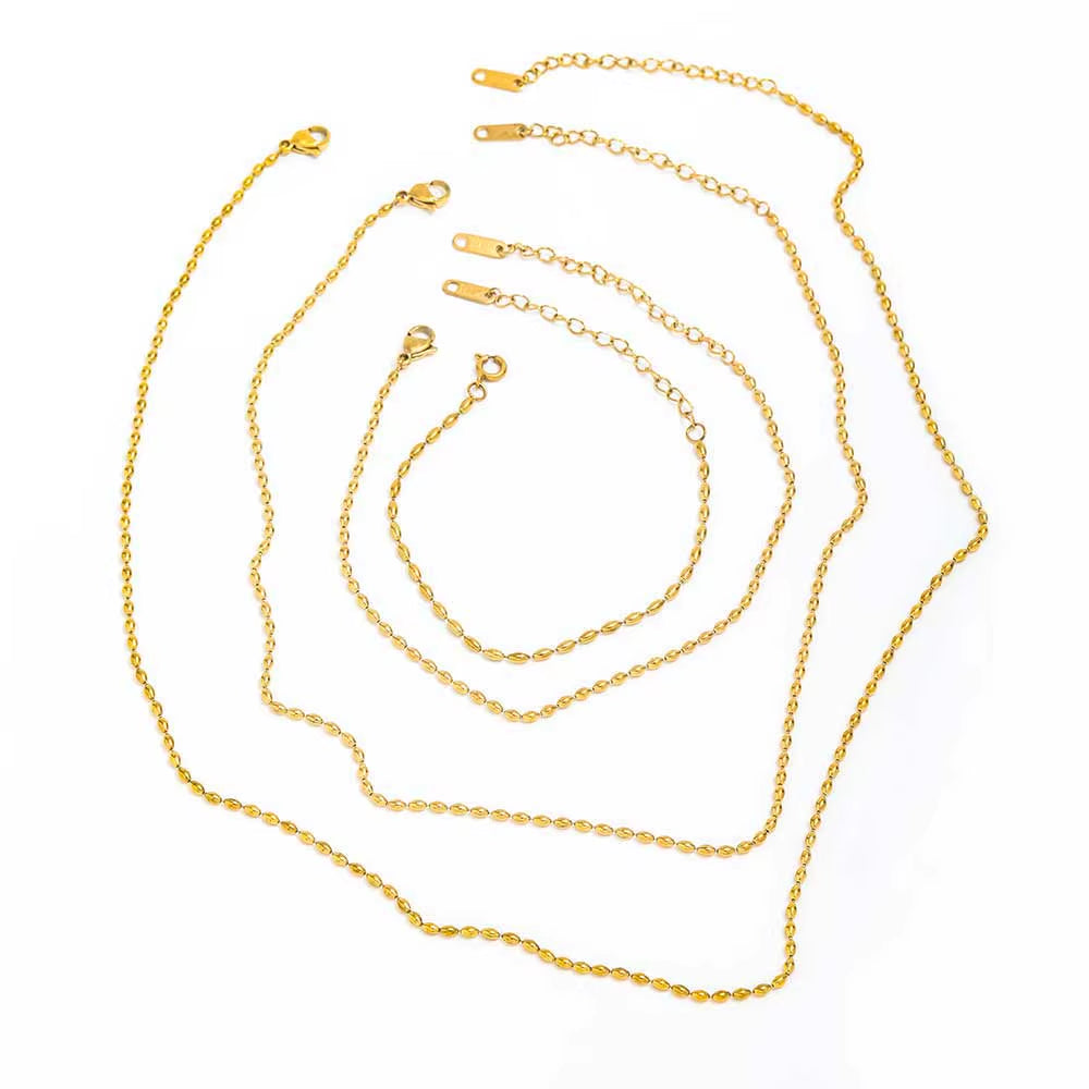 JOOLIM 18K Gold Plated Stainless Steel Necklace High End Dainty Chain Olives Beads Strings Fashionable Trendy Party Gifts
