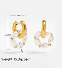 High End PVD 18K Gold Plated Waterproof Pearl String Pendant Chunky Huggie Earrings Stainless Steel Jewelry Wholesale