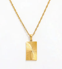 Joolim Jewelry Tarnish Free PVD Gold Plated Sunburst Rectangle Pendant Necklace Trendy Necklace Wholesale