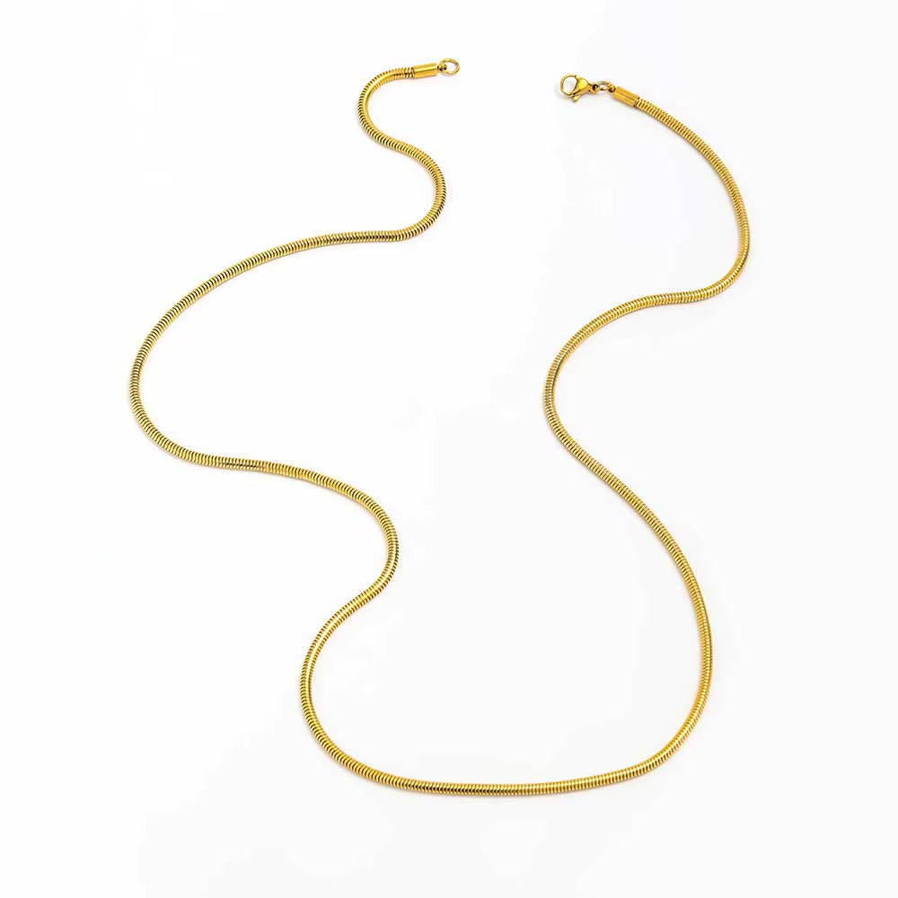 Joolim Jewelry Stylish 18K Gold Plated round Snake Chain Chunky Necklace Stainless Steel Jewelry Wholesale