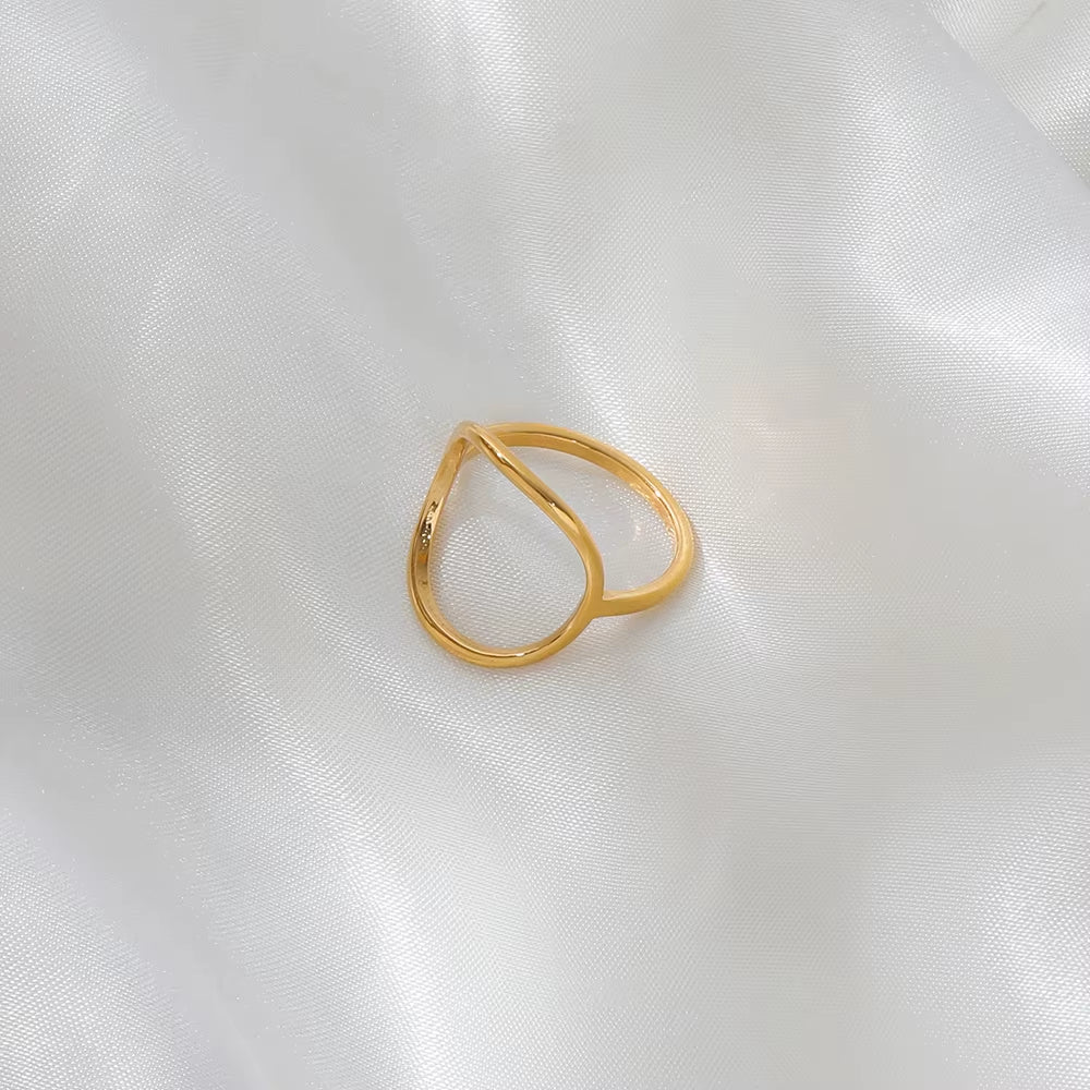 High End 18K Plain Gold Simple Large Circle Rings Stainless Steel Trendy Simple Gold Plated Jewelry