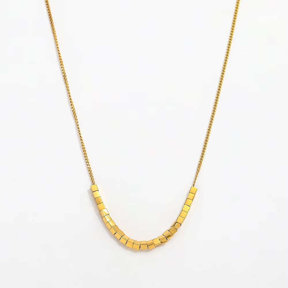 Joolim Jewelry 18K Gold Plated Boxes Pendant Necklace Stainless Steel Fashion Jewelry Wholesale for Women