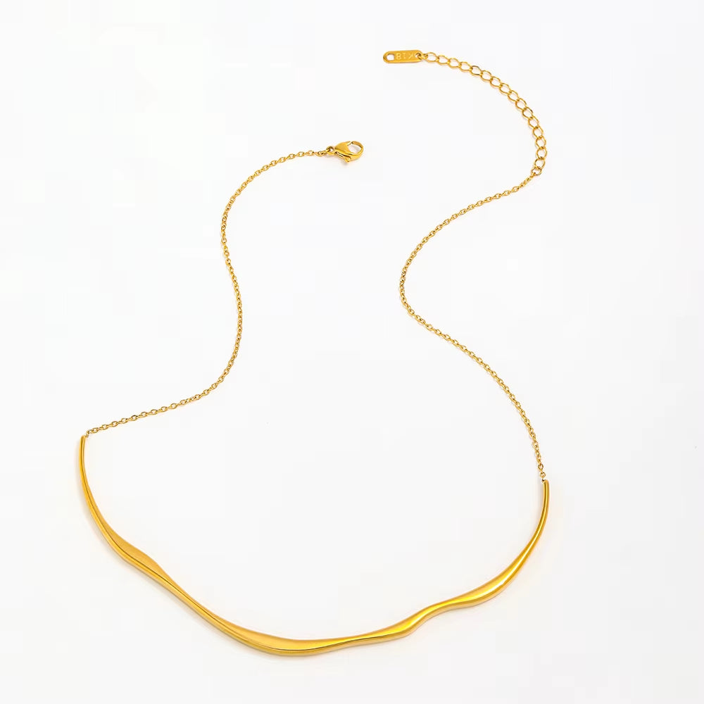 Joolim Jewelry 18K Gold Plated Irregular Overlength Bar Pendant Dainty Chain Necklace Fashion Jewelry