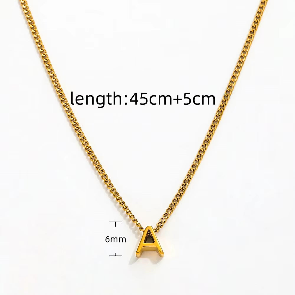 Joolim Jewelry High End 18K Gold Plated Letter Curb Chain Alphabet 26 Letters Pendant Stainless Steel Necklace