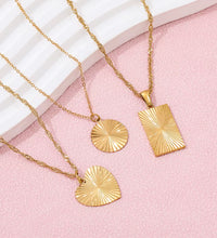Joolim Jewelry Tarnish Free PVD Gold Plated Sunburst Rectangle Pendant Necklace Trendy Necklace Wholesale