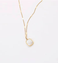 Joolim 18K Gold Plated Dainty White Rectangle Shell Pendant Necklace Stainless Steel Jewelry Wholesale