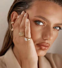 High End 18K PVD Chunky Croissant Rings for Women Stainless Steel Jewelry Wholesale