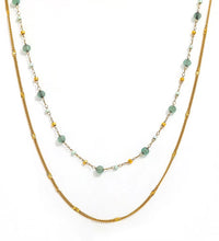 JOOLIM High End Stainless Steel Green Natrual Stone Double Layer Necklace 18K Gold Plated Jewelry Wholesale