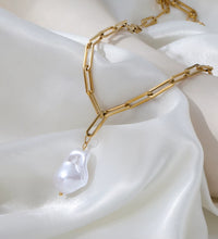 Joolim Jewelry 18K Gold Plated Link Chain Necklace Pearl Pendant Necklace