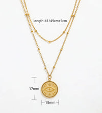 Joolim Jewelry 18K Gold Plated 2 Rows Eye Pendant Necklace Multi Layer Necklace Trendy Jewelry