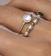 High End 18K Gold Plated Dainty Fresh Water Pearl Beads Rings Stainless Steel Jewelry Trendy Finger Ring