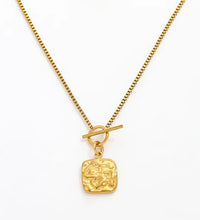 High End 18K Gold Plated Texture Toggle Square Pendant Necklace Stainless Steel PVD Plated Jewelry Trendy Jewelry Women Gift