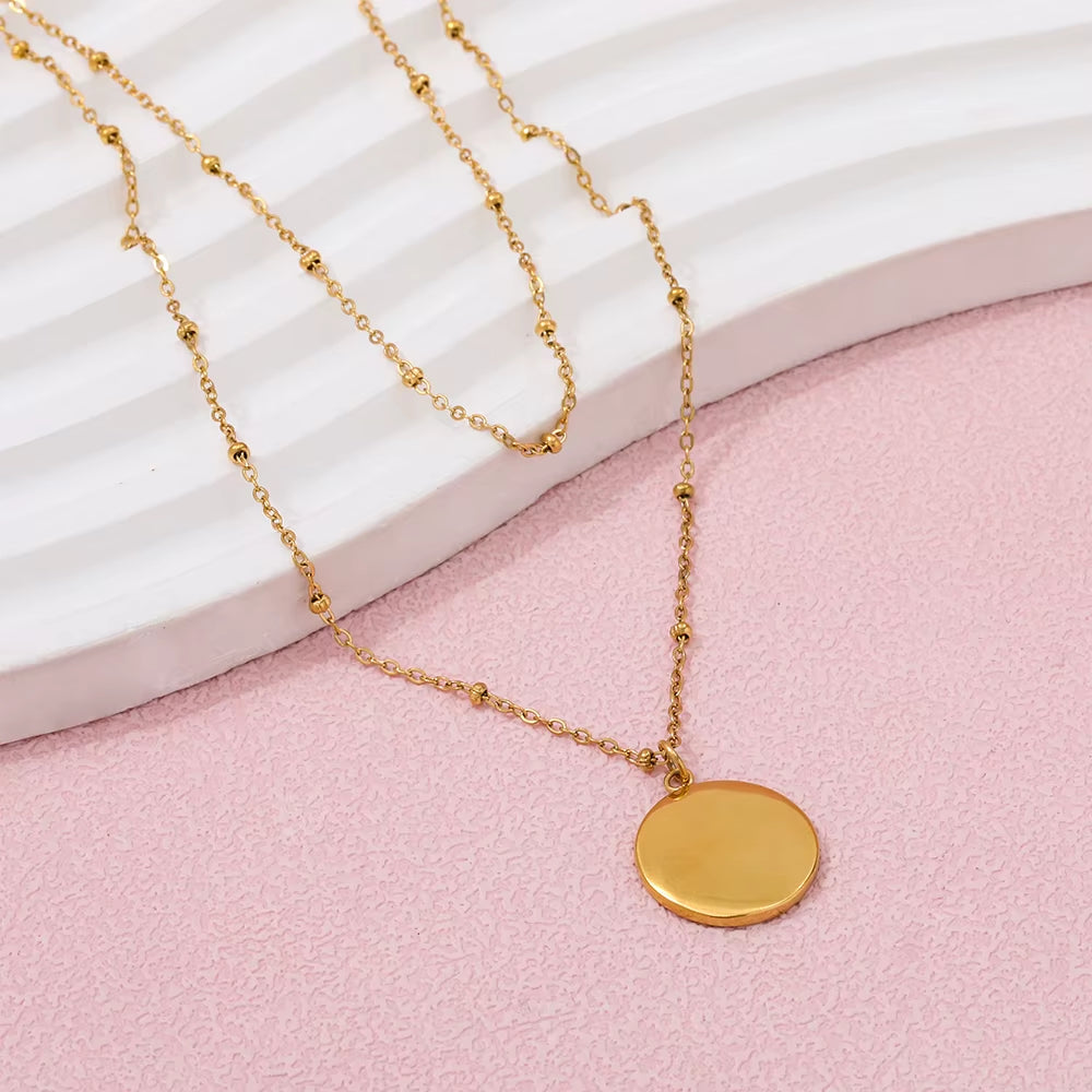 Joolim Jewelry 18K Gold Plated 2 Rows Eye Pendant Necklace Multi Layer Necklace Trendy Jewelry