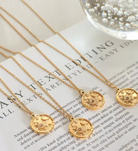 Joolim Jewelry 18K Gold Plated Sun Burst Moon Zirconia Coin Pendant O-Shape Chain Stainless Steel Necklace for Women