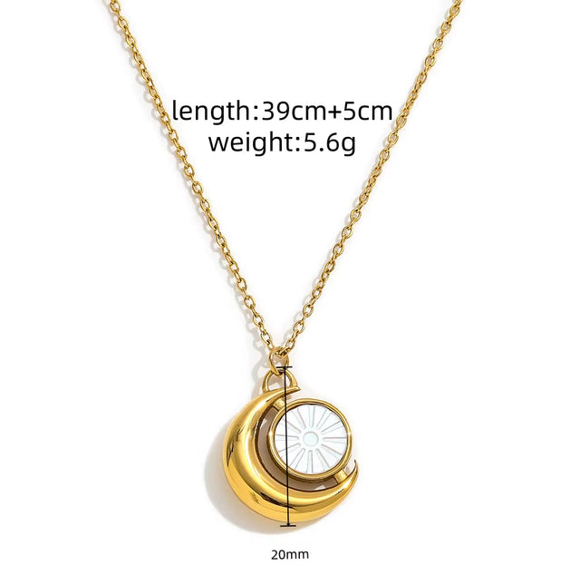 Joolim Jewelry 18K Gold Plated Waterproof&No Fade Fashion Simple Elegant Moon Shell Pendant Necklace Stainless Steel Jewelry