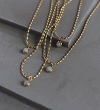 Joolim 18K Gold Plated Mung Bean round Natrual Stone Pendant Bead String Necklace Stainless Steel Tarnish Free Summer Jewelry