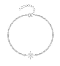 925 Sterling Silver Snowflake Zirconia Pendant Bracelet Fashion Jewelry Gift for Women