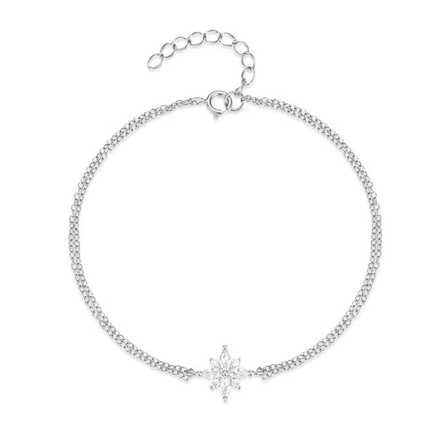 925 Sterling Silver Snowflake Zirconia Pendant Bracelet Fashion Jewelry Gift for Women