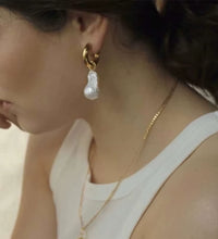 JOOLIM Waterproof Tarnish Free High End Imitation Irregular Baroque Pearl Drop Earring Stainless Steel Jewelry