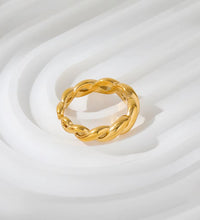 Joolim Jewelry Wholesale 18K Gold Plated Gradient Rope Stainless Steel Open Rings for Women Statement Rings