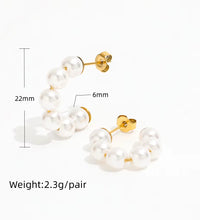 Joolim Jewelry round Glass Pearl Hoop Earring 18K Gold Plated Stainless Steel Women Earring for Women